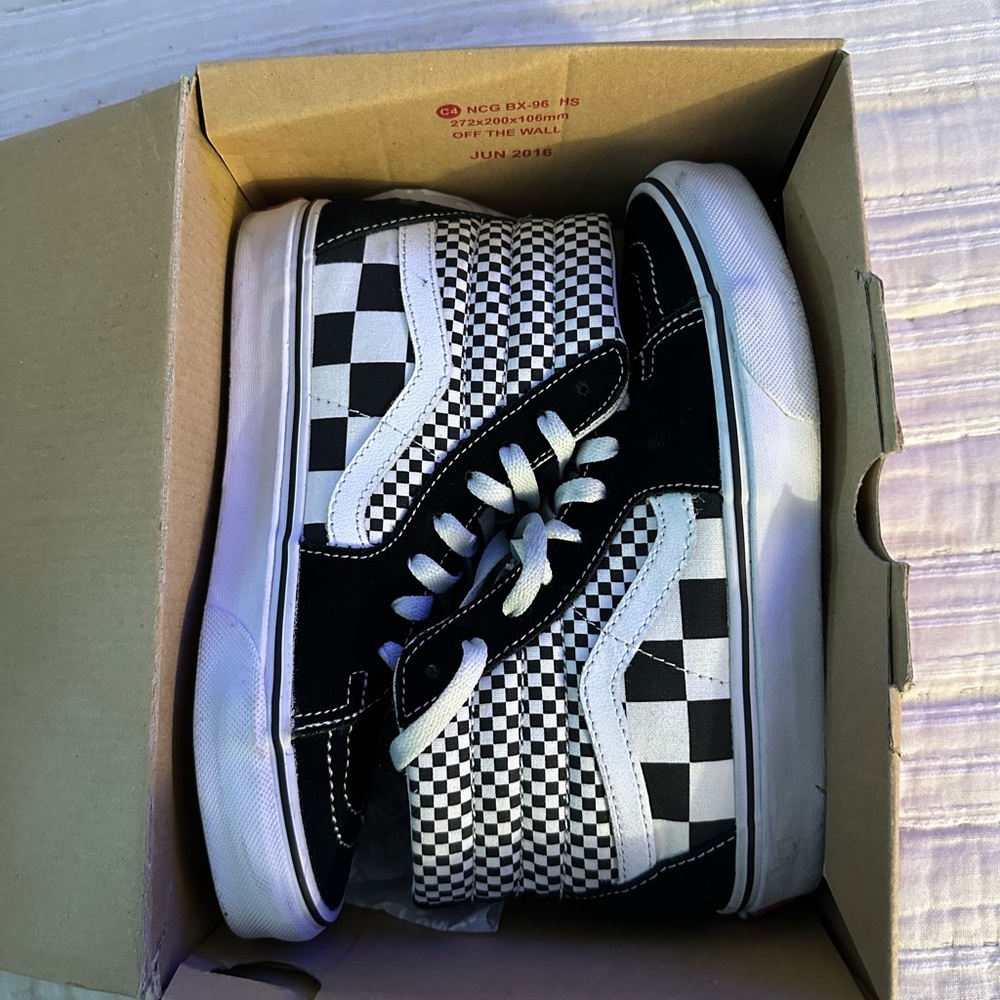 Vans Kids Checkered Black and White High-Tops